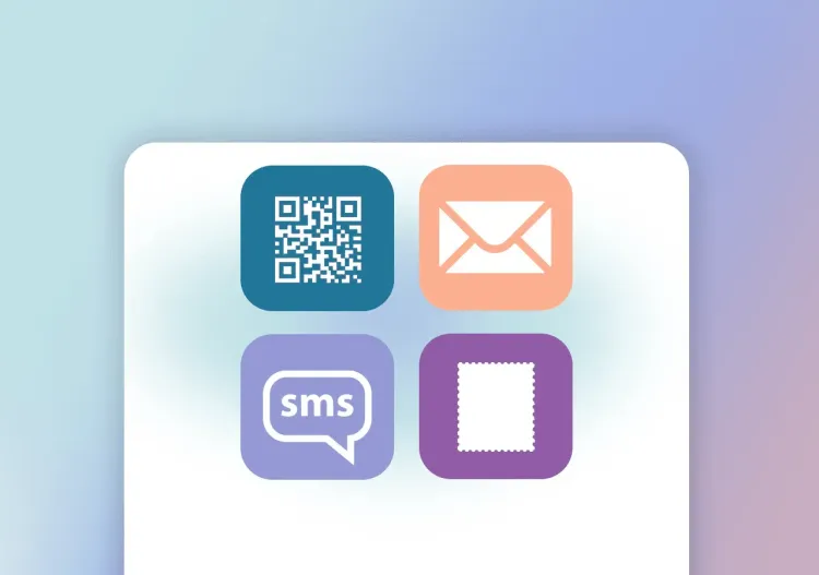 Quatre modes de diffusion d'une enquête IDTree : QR code, e-mail, SMS et courrier