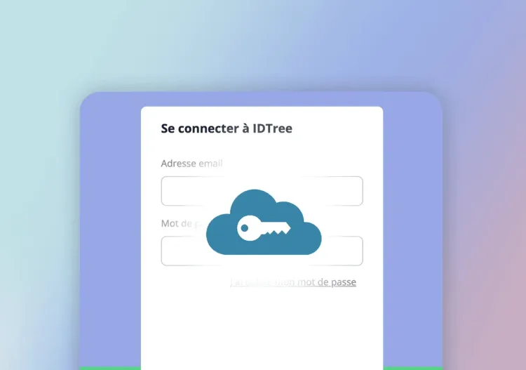 Écran de connexion IDTree avec un nuage et une clé, pour l'authentification unique (SSO)