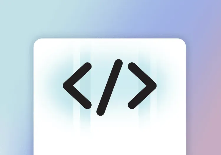 Icône de code informatique sur fond dégradé